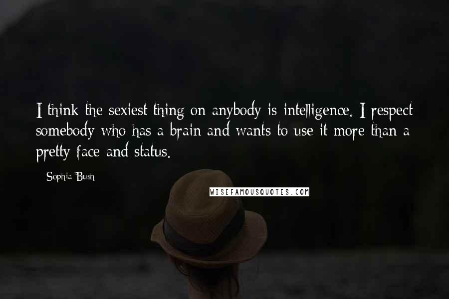 Sophia Bush Quotes: I think the sexiest thing on anybody is intelligence. I respect somebody who has a brain and wants to use it more than a pretty face and status.