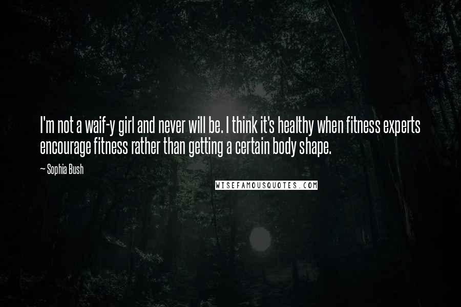 Sophia Bush Quotes: I'm not a waif-y girl and never will be. I think it's healthy when fitness experts encourage fitness rather than getting a certain body shape.