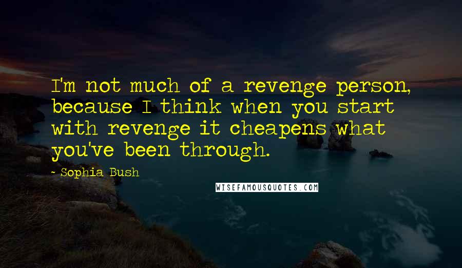 Sophia Bush Quotes: I'm not much of a revenge person, because I think when you start with revenge it cheapens what you've been through.