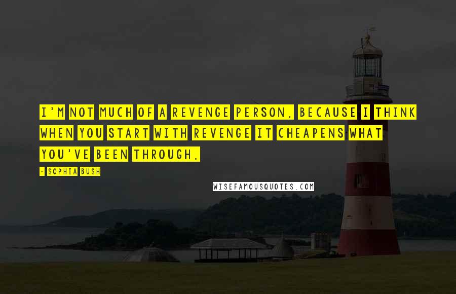 Sophia Bush Quotes: I'm not much of a revenge person, because I think when you start with revenge it cheapens what you've been through.