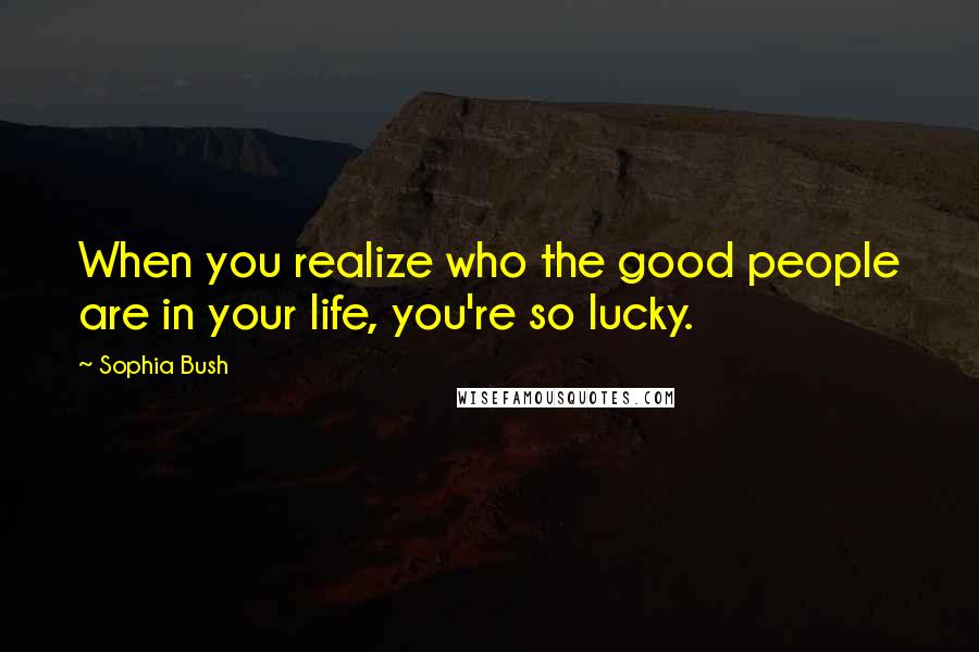 Sophia Bush Quotes: When you realize who the good people are in your life, you're so lucky.