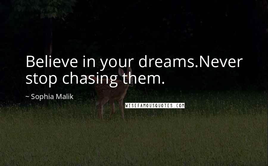 Sophia Malik Quotes: Believe in your dreams.Never stop chasing them.