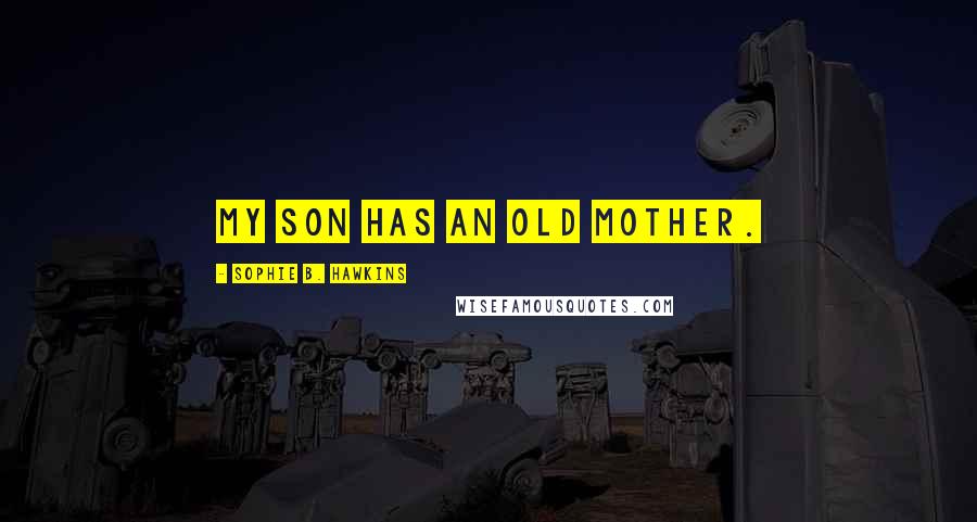 Sophie B. Hawkins Quotes: My son has an old mother.