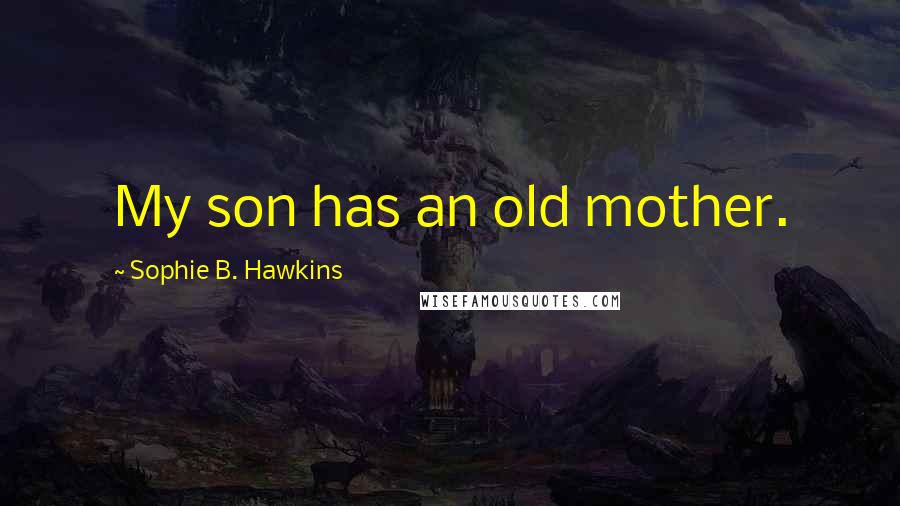 Sophie B. Hawkins Quotes: My son has an old mother.