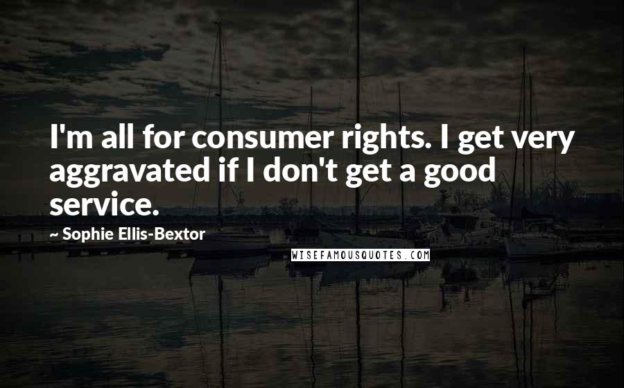 Sophie Ellis-Bextor Quotes: I'm all for consumer rights. I get very aggravated if I don't get a good service.