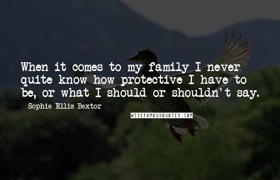 Sophie Ellis-Bextor Quotes: When it comes to my family I never quite know how protective I have to be, or what I should or shouldn't say.