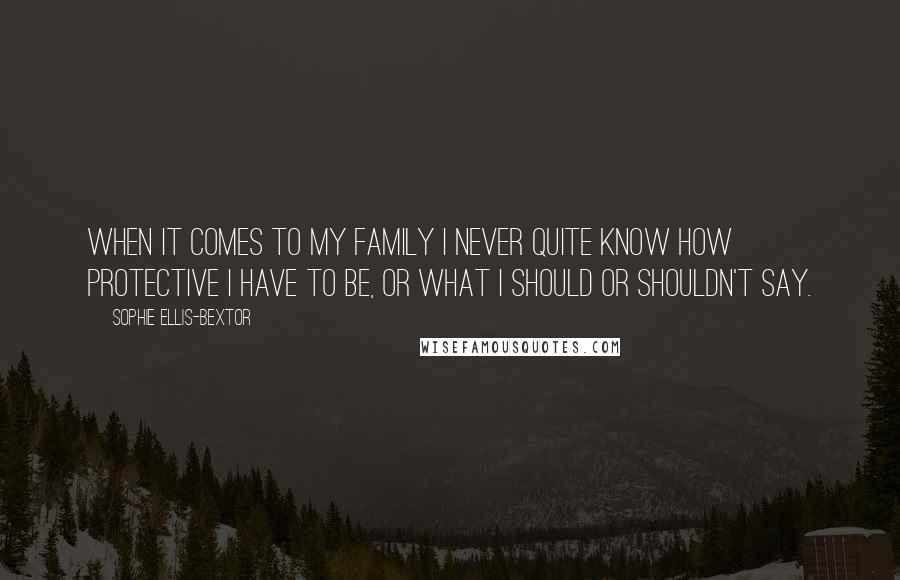 Sophie Ellis-Bextor Quotes: When it comes to my family I never quite know how protective I have to be, or what I should or shouldn't say.