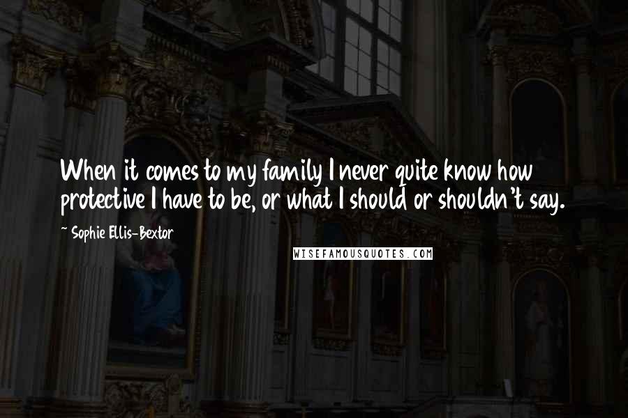 Sophie Ellis-Bextor Quotes: When it comes to my family I never quite know how protective I have to be, or what I should or shouldn't say.