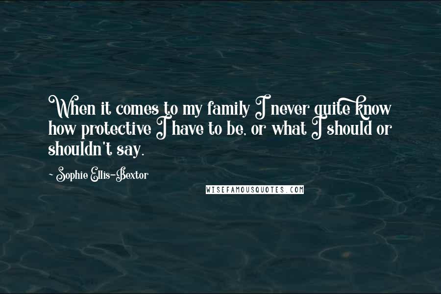 Sophie Ellis-Bextor Quotes: When it comes to my family I never quite know how protective I have to be, or what I should or shouldn't say.