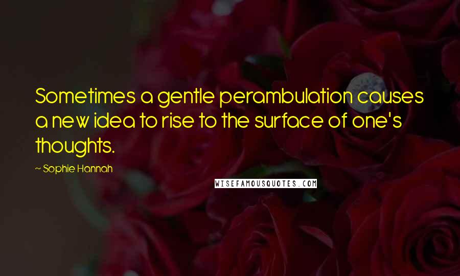 Sophie Hannah Quotes: Sometimes a gentle perambulation causes a new idea to rise to the surface of one's thoughts.