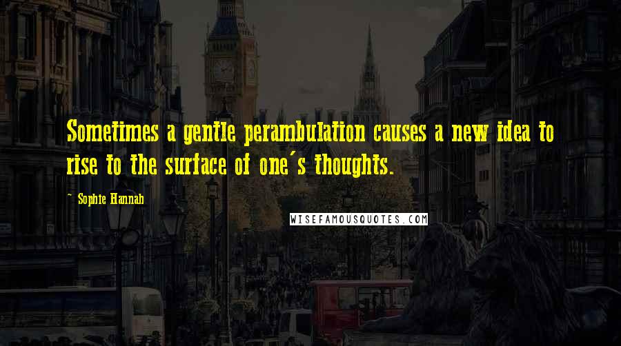 Sophie Hannah Quotes: Sometimes a gentle perambulation causes a new idea to rise to the surface of one's thoughts.