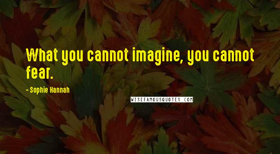 Sophie Hannah Quotes: What you cannot imagine, you cannot fear.