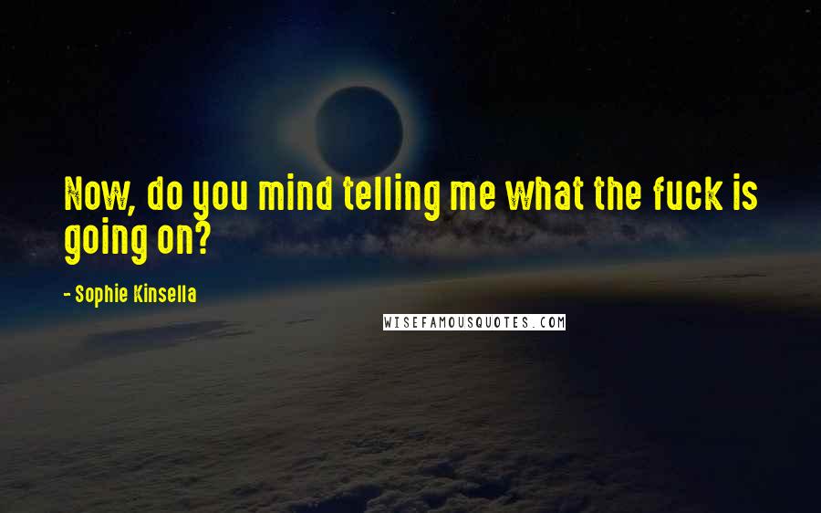 Sophie Kinsella Quotes: Now, do you mind telling me what the fuck is going on?