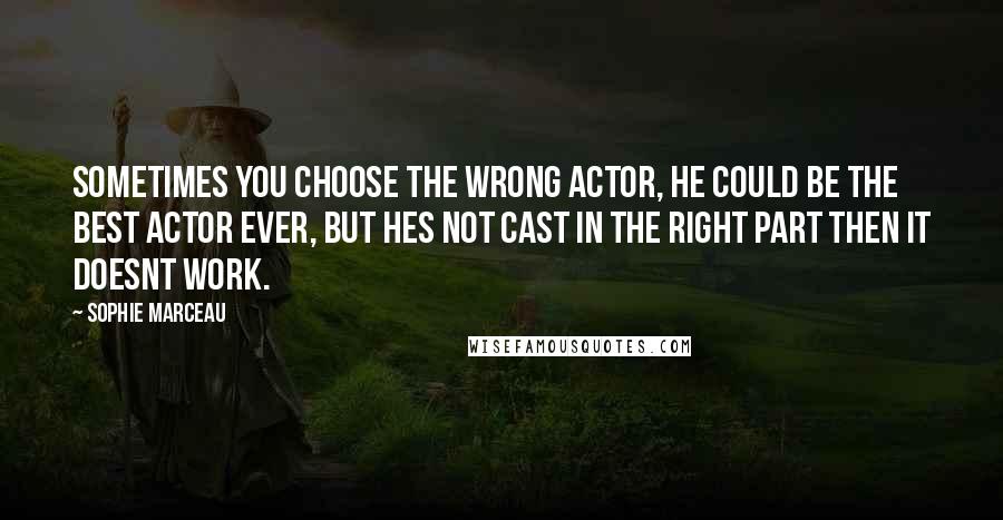 Sophie Marceau Quotes: Sometimes you choose the wrong actor, he could be the best actor ever, but hes not cast in the right part then it doesnt work.