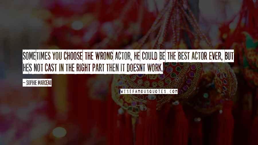 Sophie Marceau Quotes: Sometimes you choose the wrong actor, he could be the best actor ever, but hes not cast in the right part then it doesnt work.
