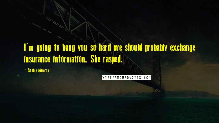 Sophie Monroe Quotes: I'm going to bang you so hard we should probably exchange insurance information. She rasped.