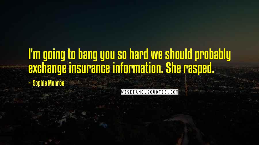 Sophie Monroe Quotes: I'm going to bang you so hard we should probably exchange insurance information. She rasped.