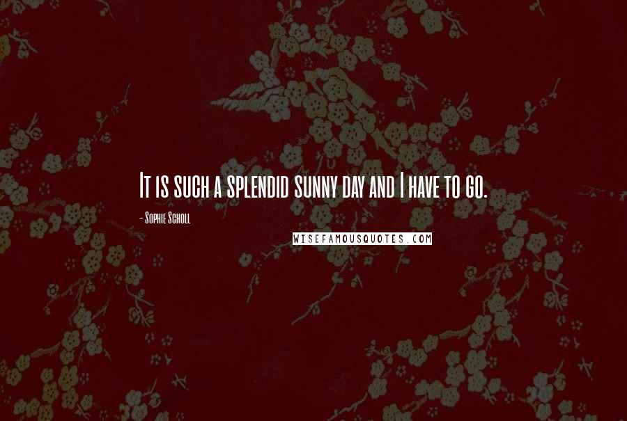 Sophie Scholl Quotes: It is such a splendid sunny day and I have to go.