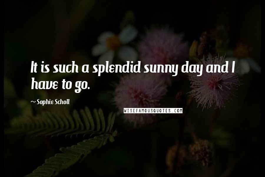 Sophie Scholl Quotes: It is such a splendid sunny day and I have to go.
