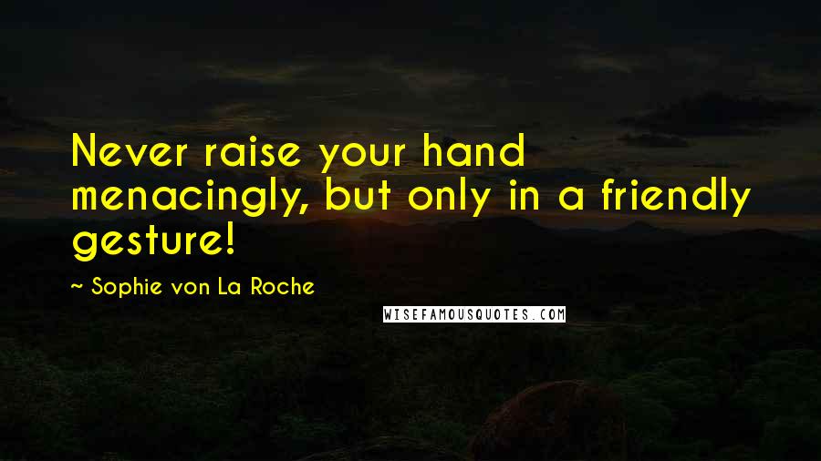 Sophie Von La Roche Quotes: Never raise your hand menacingly, but only in a friendly gesture!