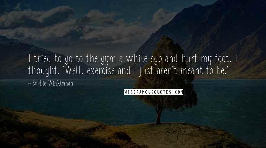 Sophie Winkleman Quotes: I tried to go to the gym a while ago and hurt my foot. I thought, 'Well, exercise and I just aren't meant to be.'