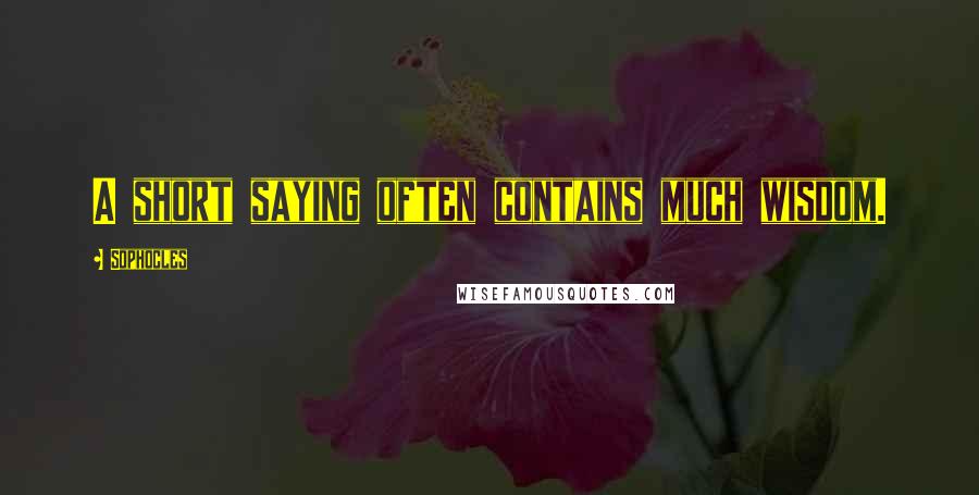 Sophocles Quotes: A short saying often contains much wisdom.