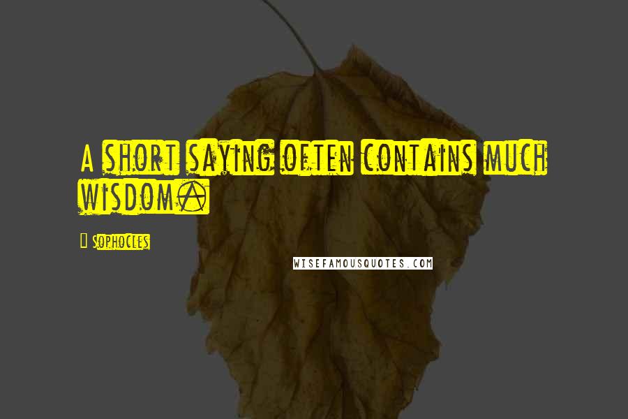 Sophocles Quotes: A short saying often contains much wisdom.