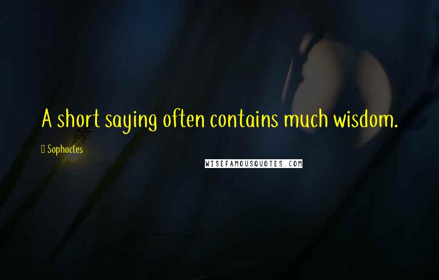 Sophocles Quotes: A short saying often contains much wisdom.