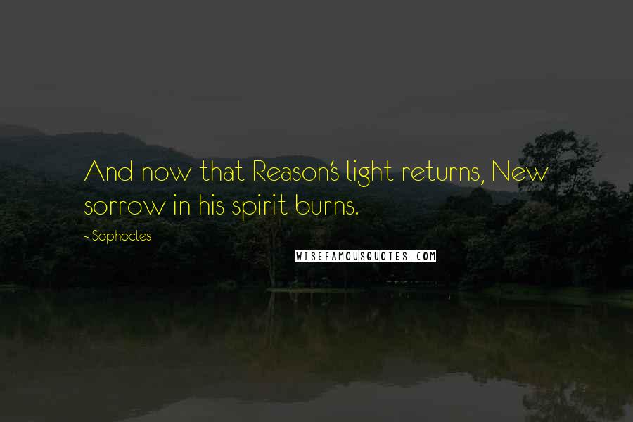 Sophocles Quotes: And now that Reason's light returns, New sorrow in his spirit burns.