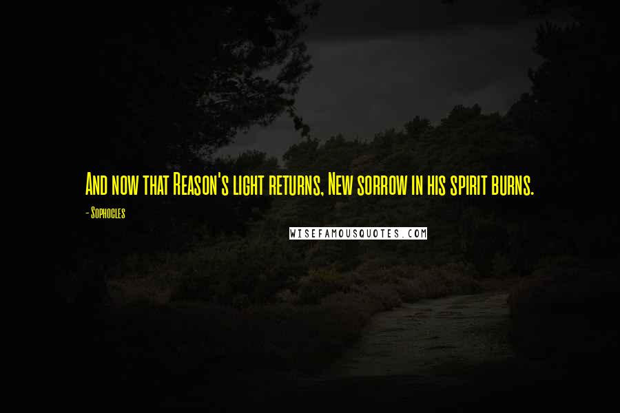 Sophocles Quotes: And now that Reason's light returns, New sorrow in his spirit burns.