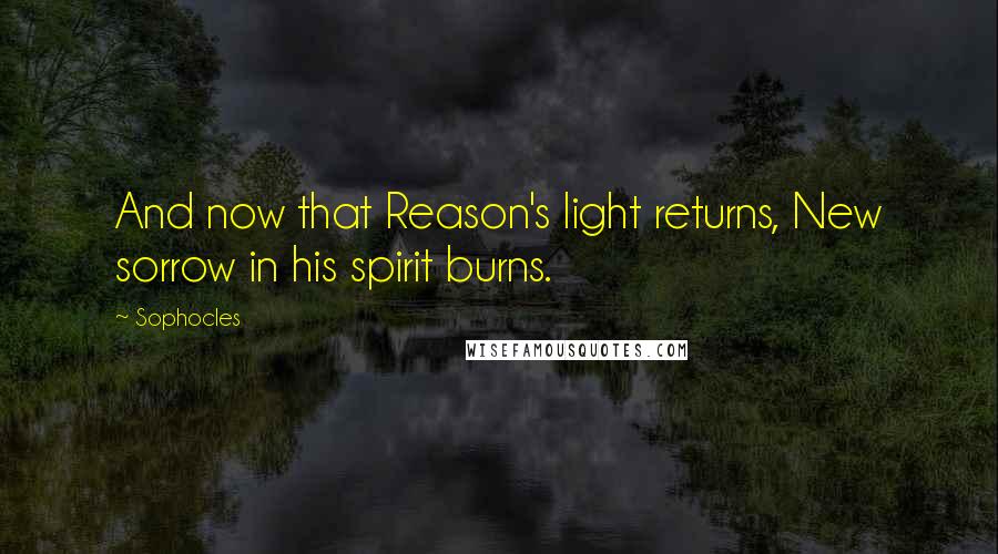 Sophocles Quotes: And now that Reason's light returns, New sorrow in his spirit burns.