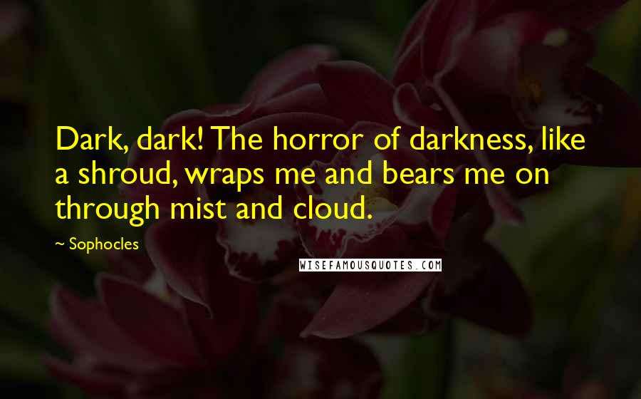 Sophocles Quotes: Dark, dark! The horror of darkness, like a shroud, wraps me and bears me on through mist and cloud.