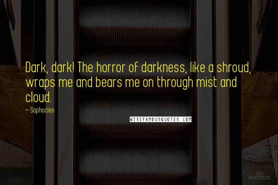 Sophocles Quotes: Dark, dark! The horror of darkness, like a shroud, wraps me and bears me on through mist and cloud.