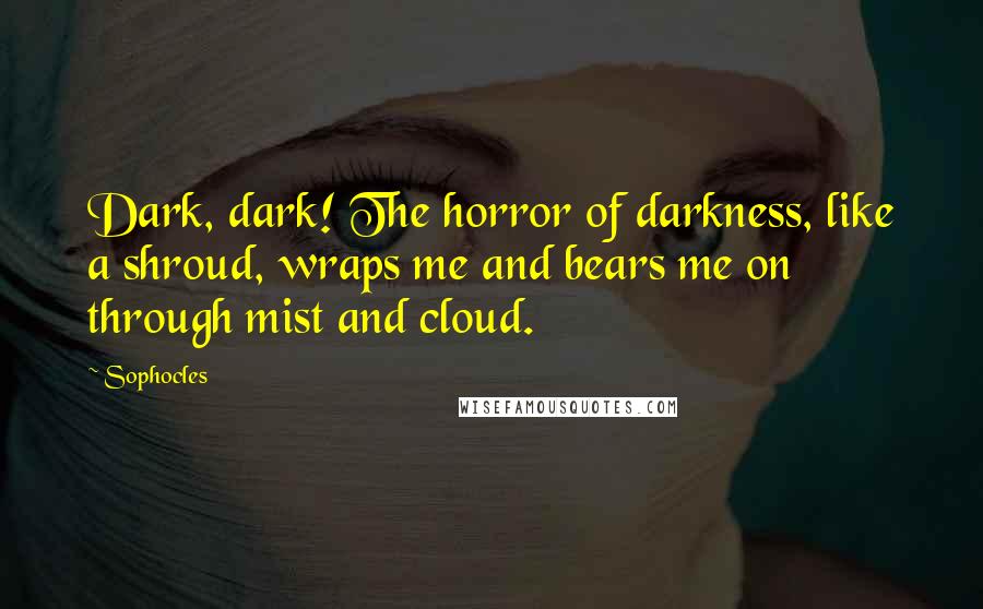 Sophocles Quotes: Dark, dark! The horror of darkness, like a shroud, wraps me and bears me on through mist and cloud.