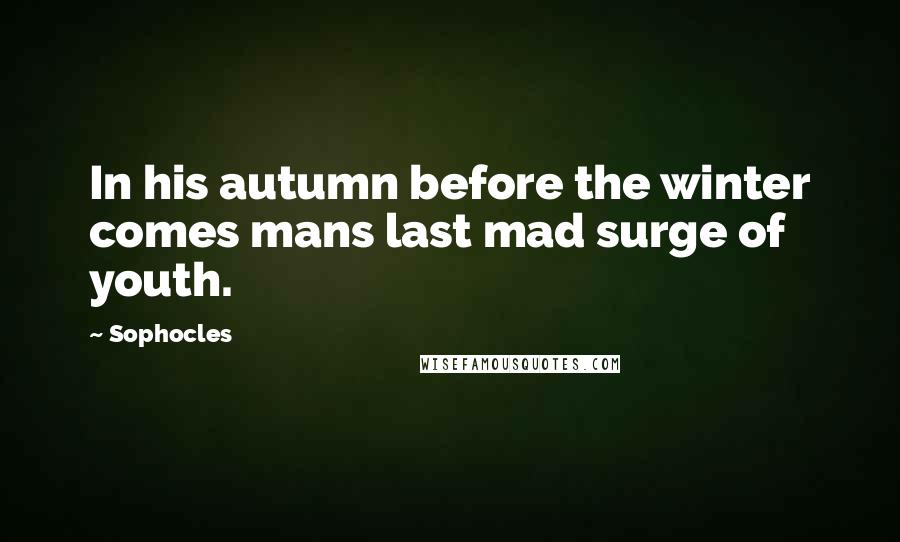 Sophocles Quotes: In his autumn before the winter comes mans last mad surge of youth.