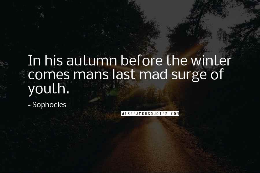 Sophocles Quotes: In his autumn before the winter comes mans last mad surge of youth.