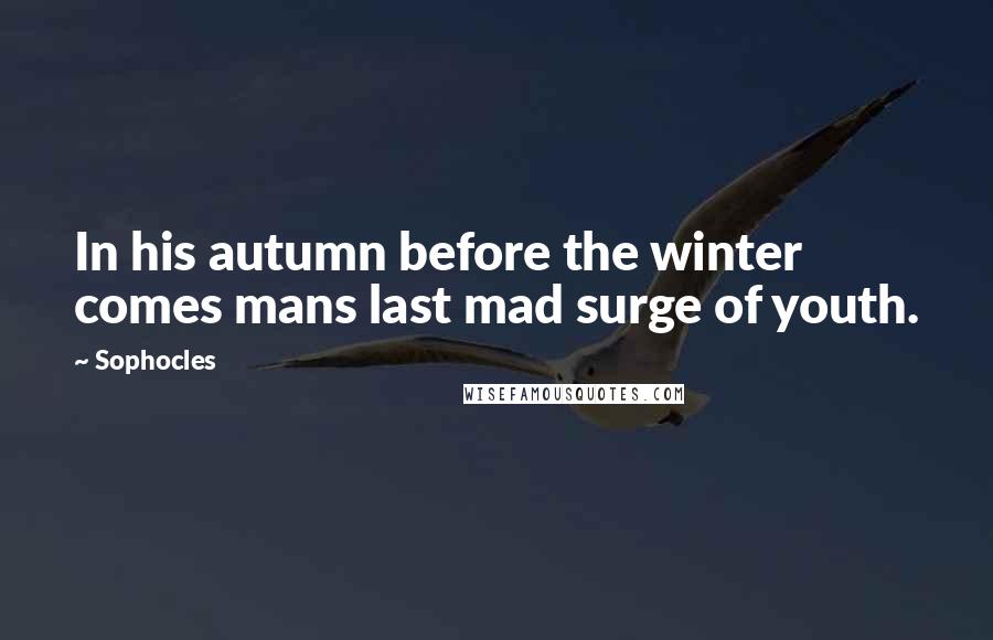 Sophocles Quotes: In his autumn before the winter comes mans last mad surge of youth.