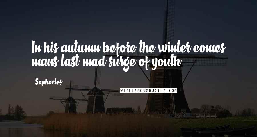 Sophocles Quotes: In his autumn before the winter comes mans last mad surge of youth.