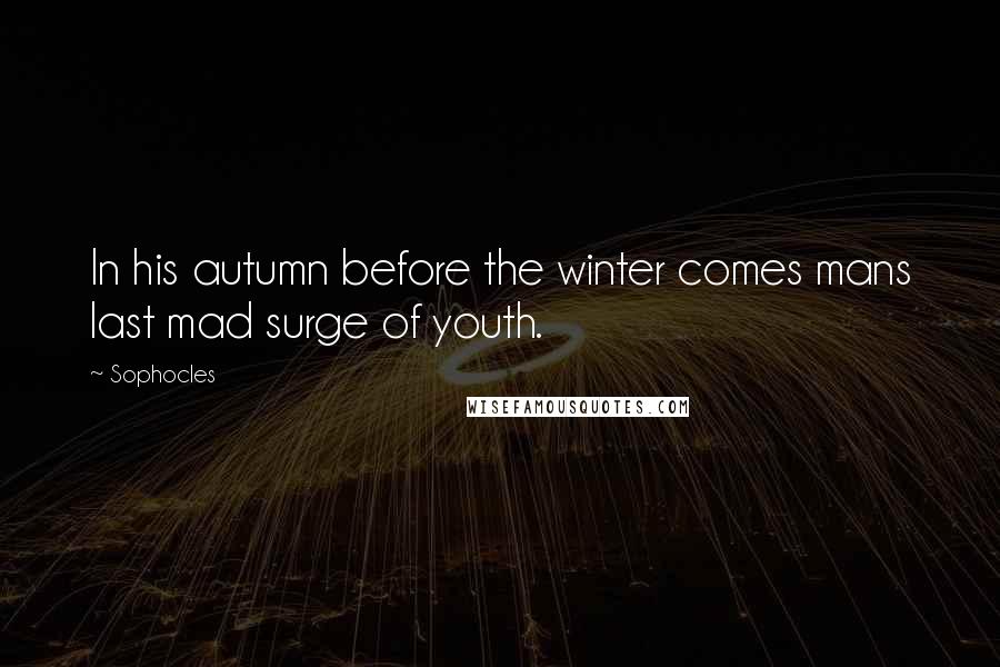 Sophocles Quotes: In his autumn before the winter comes mans last mad surge of youth.