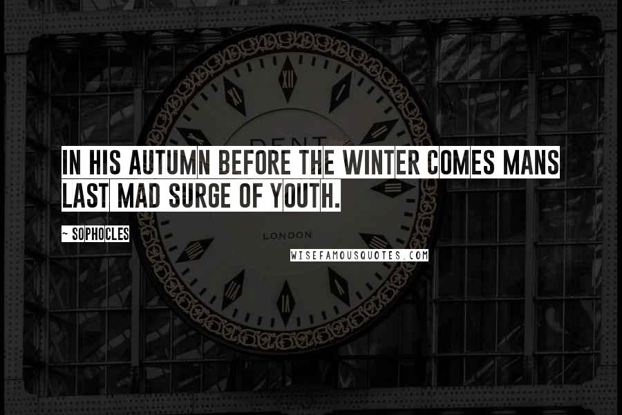 Sophocles Quotes: In his autumn before the winter comes mans last mad surge of youth.
