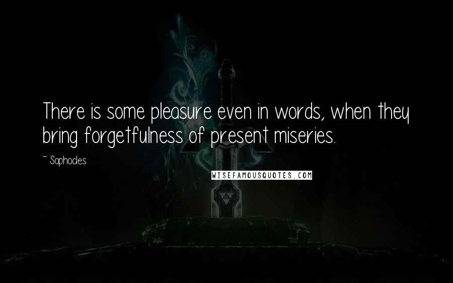 Sophocles Quotes: There is some pleasure even in words, when they bring forgetfulness of present miseries.