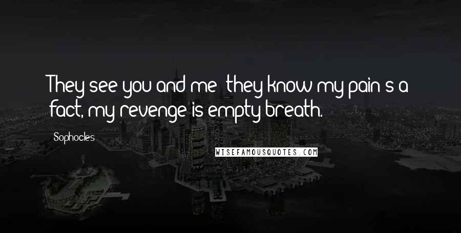 Sophocles Quotes: They see you and me: they know my pain's a fact, my revenge is empty breath.