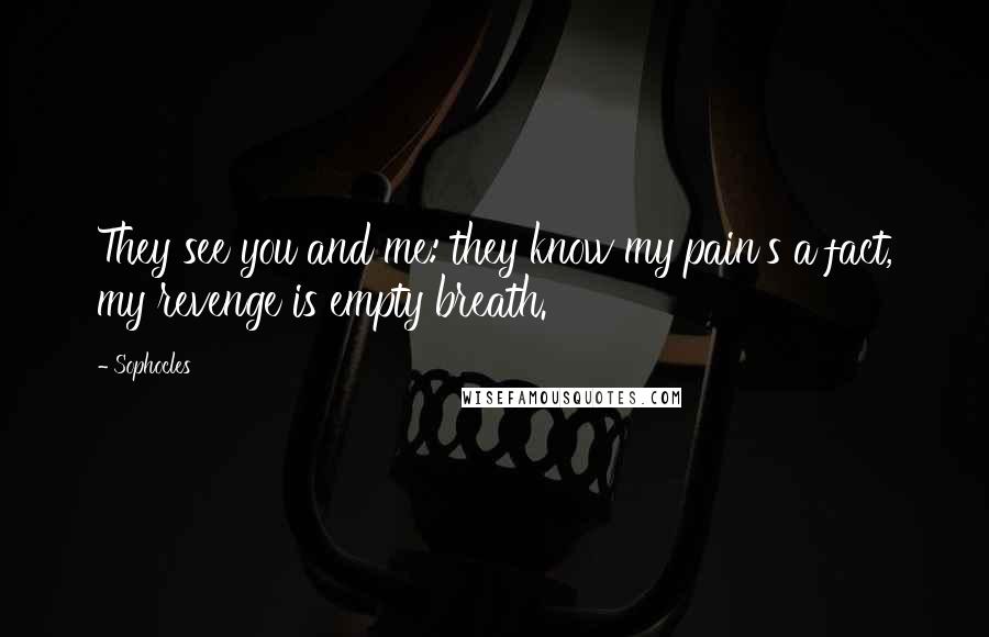 Sophocles Quotes: They see you and me: they know my pain's a fact, my revenge is empty breath.