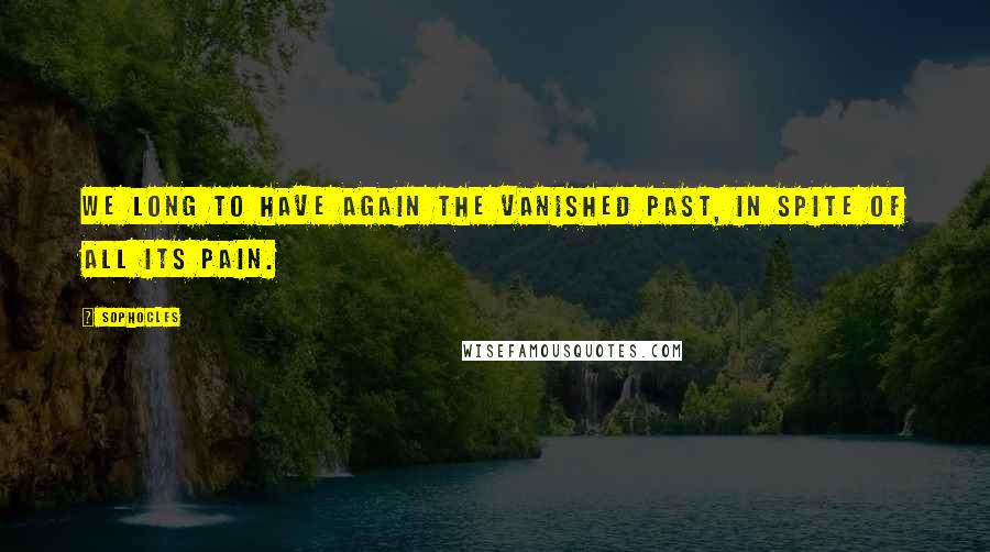 Sophocles Quotes: We long to have again the vanished past, in spite of all its pain.