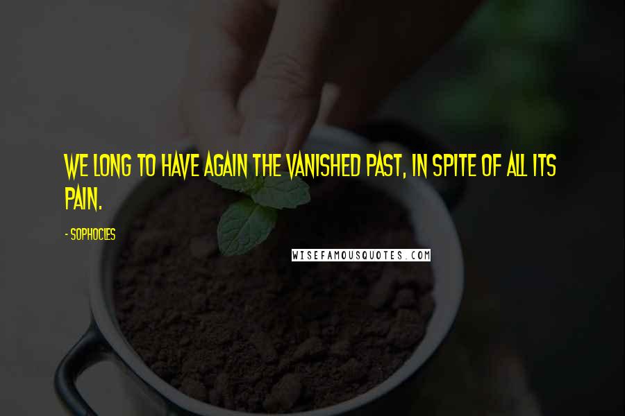 Sophocles Quotes: We long to have again the vanished past, in spite of all its pain.