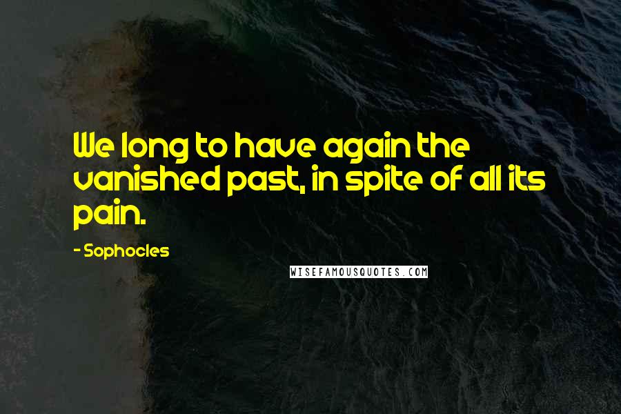 Sophocles Quotes: We long to have again the vanished past, in spite of all its pain.