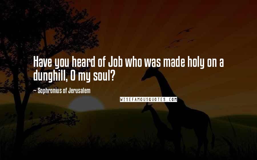 Sophronius Of Jerusalem Quotes: Have you heard of Job who was made holy on a dunghill, O my soul?