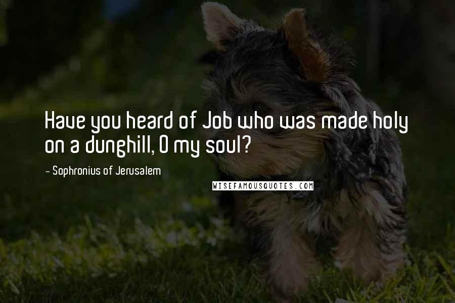 Sophronius Of Jerusalem Quotes: Have you heard of Job who was made holy on a dunghill, O my soul?