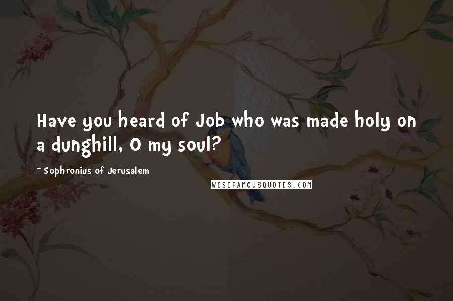 Sophronius Of Jerusalem Quotes: Have you heard of Job who was made holy on a dunghill, O my soul?