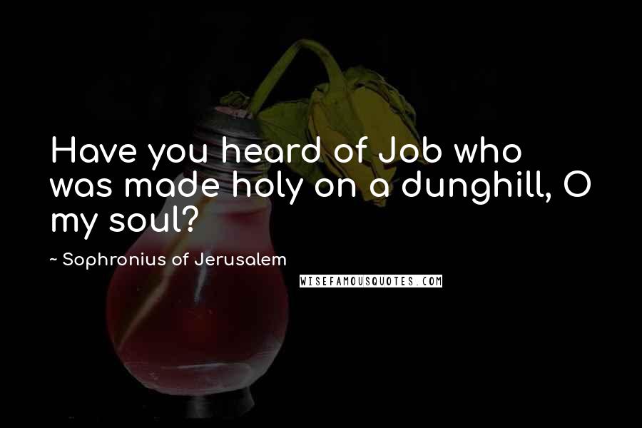 Sophronius Of Jerusalem Quotes: Have you heard of Job who was made holy on a dunghill, O my soul?